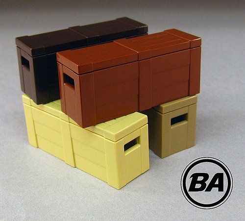 BrickArms Crate with Lid & MG34 Print Weapons for Brick Minifigures 