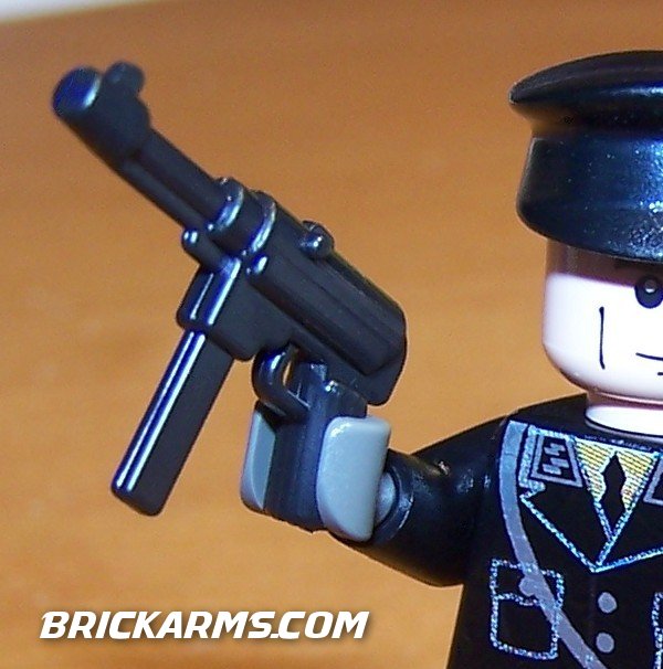 BrickArms Black MP40 v3 Submachine Gun Weapons for Brick Minifigures 