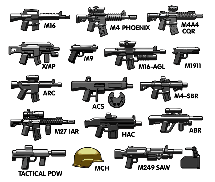 BrickArms Modern Combat - Assault Pack LEGO Minifigure Weapons Pack v3